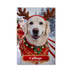 Santa's Reindeer Dog Canvas Portrait