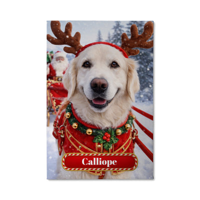Santa's Reindeer Dog Canvas Portrait