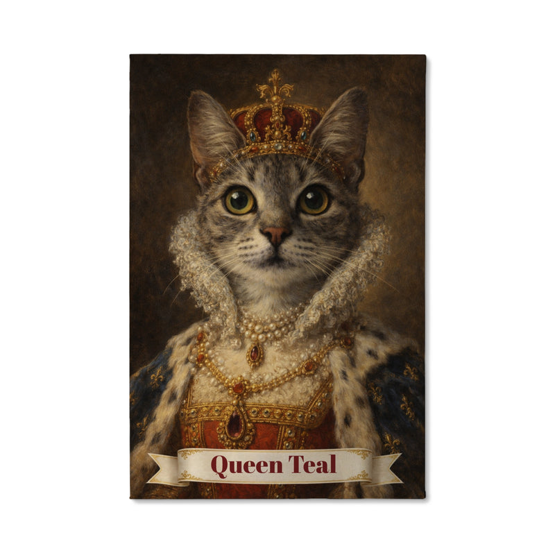 Renaissance Queen Cat Canvas Portrait