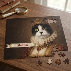 Renaissance Queen Cat Jigsaw Puzzle with Tin (10"x8")