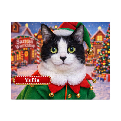 Head Elf Cat Jigsaw Puzzle with Tin (10