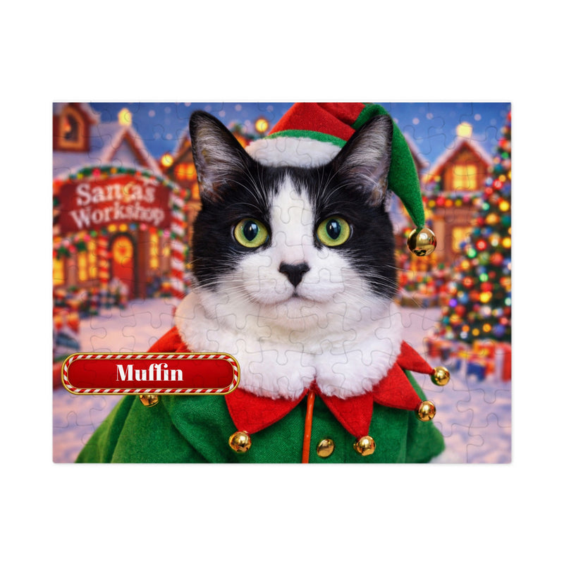 Head Elf Cat Jigsaw Puzzle with Tin (10