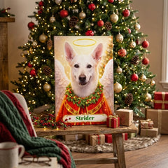 Christmas Angel Dog Canvas Portrait