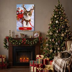 Santa's Reindeer Cat Canvas Portrait