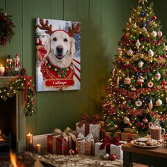 Santa's Reindeer Dog Canvas Portrait