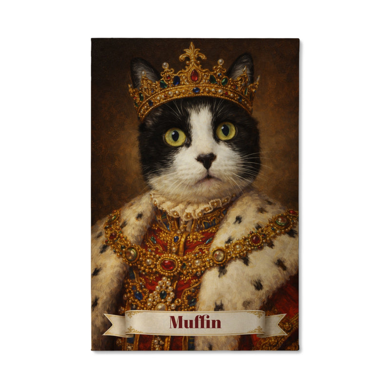 Renaissance King Cat Canvas Portrait