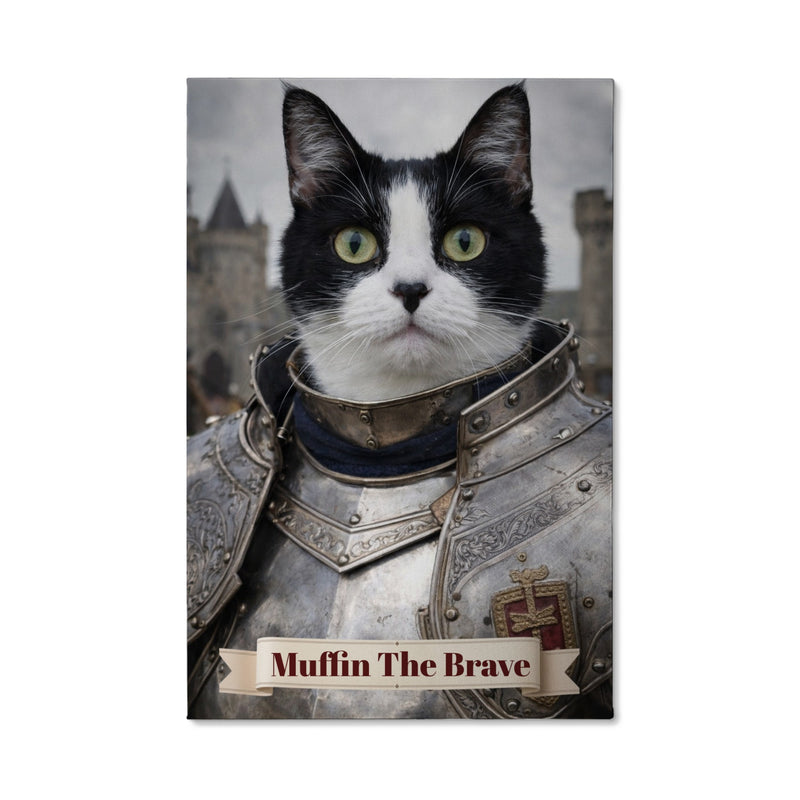 Knight in Shining Armor Cat Canvas Portrait