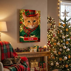 Victorian Caroler Cat Canvas Portrait