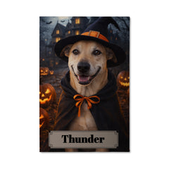 Witch Hat Dog Canvas Portrait