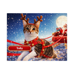 Santa's Reindeer Cat Jigsaw Puzzle with Tin (10"x8")