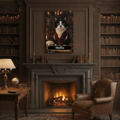 Haunted Library Cat Canvas Portrait