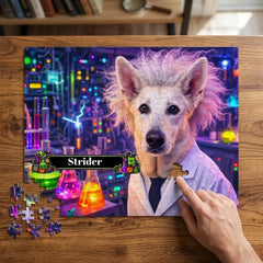 Mad Scientist Dog Jigsaw Puzzle with Tin (10"x8")
