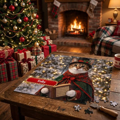 Victorian Caroler Cat Jigsaw Puzzle with Tin (10"x8")