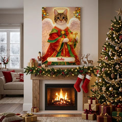 Christmas Angel Cat Canvas Portrait