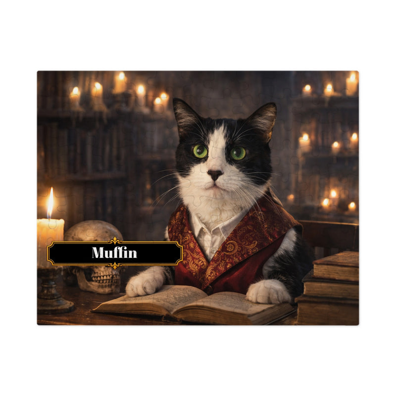 The Haunted Library Cat Jigsaw Puzzle with Tin (10