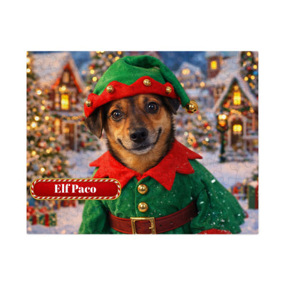 Head Elf Dog Jigsaw Puzzle with Tin (10