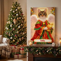 Christmas Angel Cat Canvas Portrait