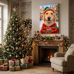 Head Elf Dog Canvas Portrait