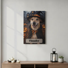 Witch Hat Dog Canvas Portrait