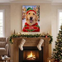 Head Elf Dog Canvas Portrait