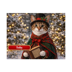 Victorian Caroler Cat Jigsaw Puzzle with Tin (10"x8")