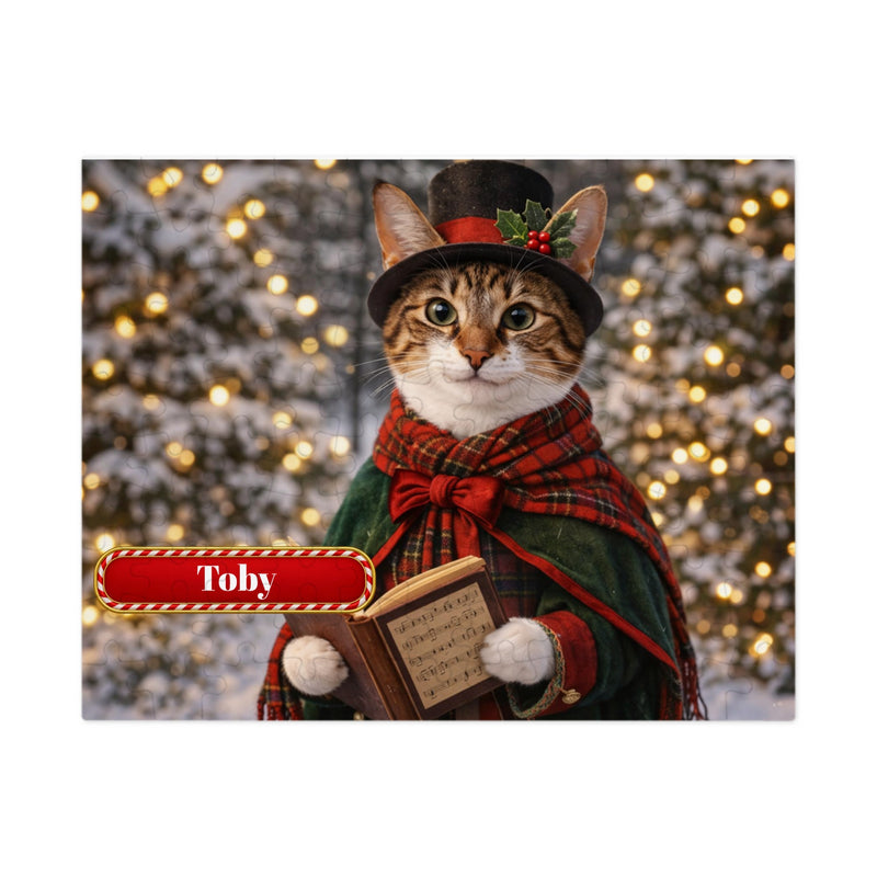 Victorian Caroler Cat Jigsaw Puzzle with Tin (10