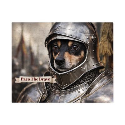 Knight in Shining Armor Dog Jigsaw Puzzle with Tin (10