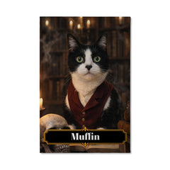 Haunted Library Cat Canvas Portrait