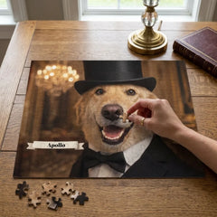 Top Hat GentleDog Jigsaw Puzzle with Tin (10"x8")