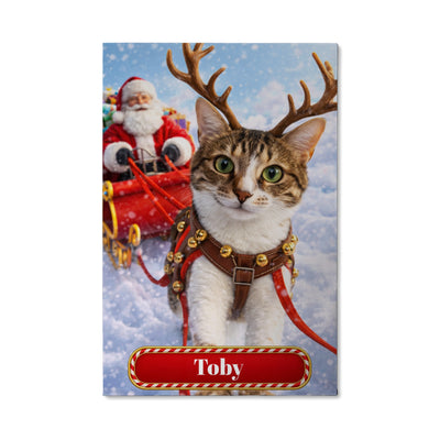 Santa's Reindeer Cat Canvas Portrait