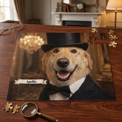 Top Hat GentleDog Jigsaw Puzzle with Tin (10"x8")