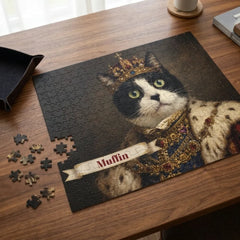 Renaissance King Cat Jigsaw Puzzle with Tin (10"x8")