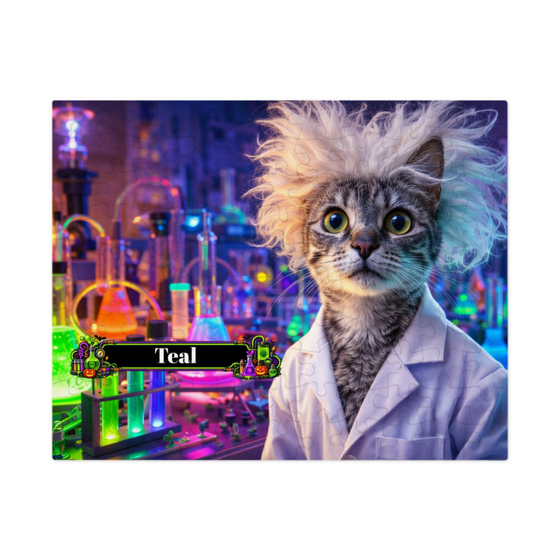 Mad Scientist Cat Jigsaw Puzzle with Tin (10