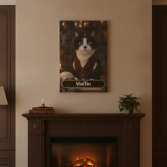 Haunted Library Cat Canvas Portrait