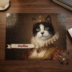 Renaissance Queen Cat Jigsaw Puzzle with Tin (10"x8")