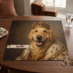 Renaissance King Dog Jigsaw Puzzle with Tin (10"x8")