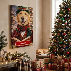 Christmas Victorian Caroler Dog Canvas Portrait