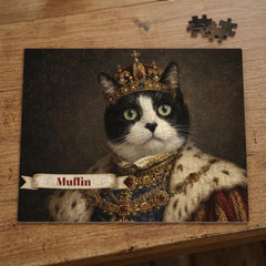 Renaissance King Cat Jigsaw Puzzle with Tin (10"x8")