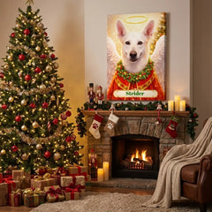 Christmas Angel Dog Canvas Portrait