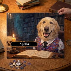 The Distinguished Professor Dog Jigsaw Puzzle with Tin (10"x8")
