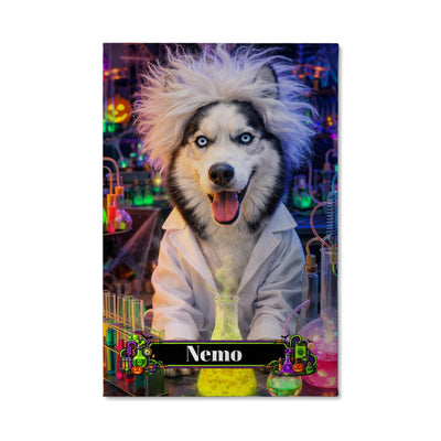 Mad Scientist Dog Canvas Portrait