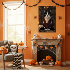 Haunted Library Cat Canvas Portrait