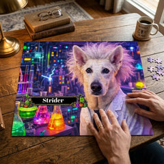 Mad Scientist Dog Jigsaw Puzzle with Tin (10"x8")