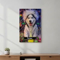 Mad Scientist Dog Canvas Portrait