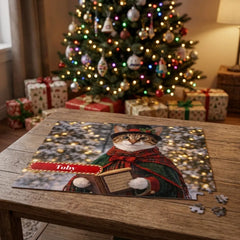 Victorian Caroler Cat Jigsaw Puzzle with Tin (10"x8")