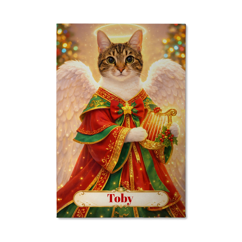 Christmas Angel Cat Canvas Portrait