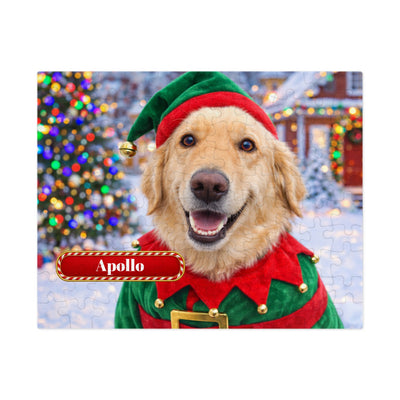Head Elf Dog Jigsaw Puzzle with Tin (10
